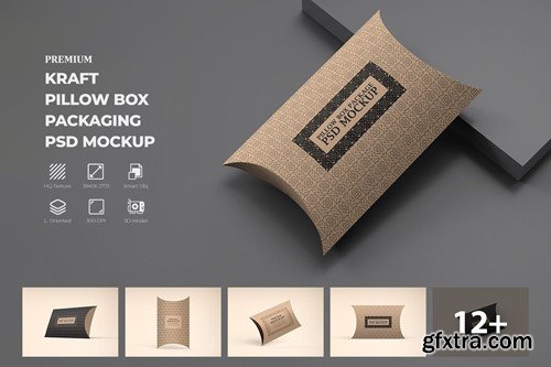 Kraft Paper Pillow Box Mockups JDNCAEV