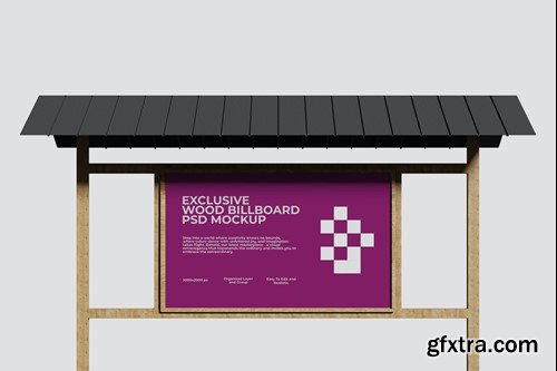 Wood Sign Billboard PSD Mockup K4W9XYP