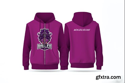 Hoodie Zipper Front & Back PSD Mockup SSDKXMU