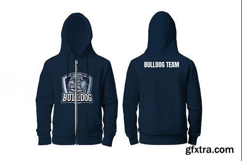 Hoodie Zipper Front & Back PSD Mockup 7FUD2LD