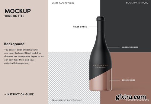 Wine Bottle Mockup Set 86L9LL8