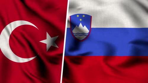 Videohive - Turkey Flag And Flag Of Slovenia - 47635378 - 47635378