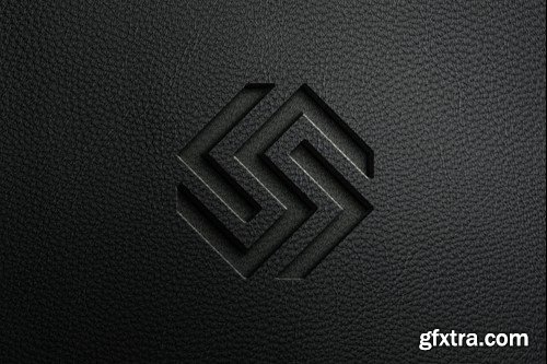 Black Leather Debossed Logo Mockup 877PVDS