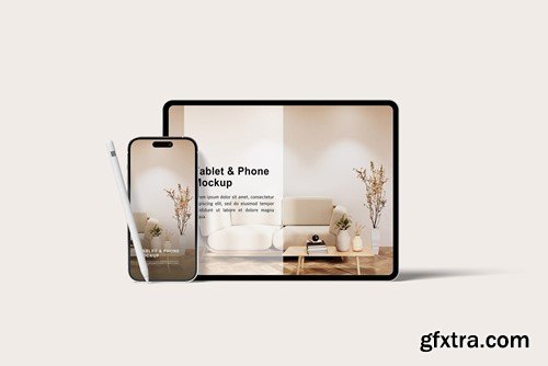 Tablet With Phone Mockup GKLGABU