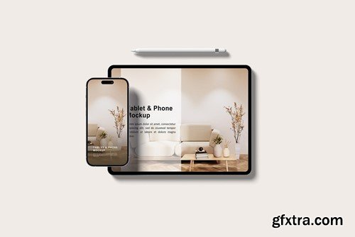 Tablet With Phone Mockup GKLGABU