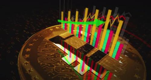 Videohive - Crypto Ruble RUB cryptocurrency golden rotating coin on chart - 47635558 - 47635558