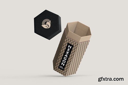 Hexagon Kraft Box PSD Mockup JH5TEJV