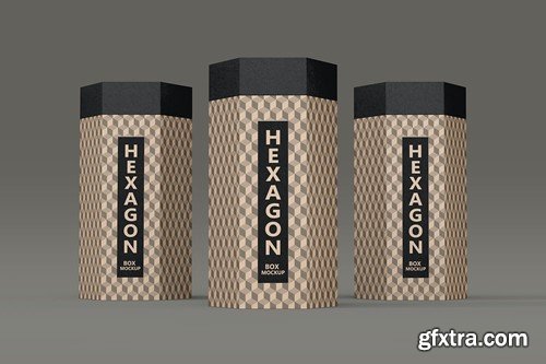 Hexagon Kraft Box PSD Mockup JH5TEJV