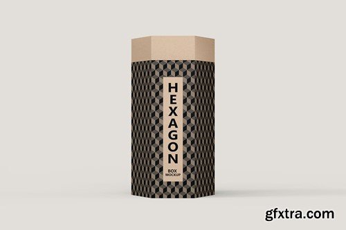 Hexagon Kraft Box PSD Mockup JH5TEJV