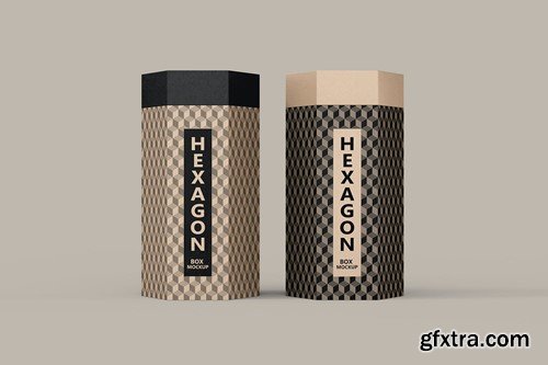 Hexagon Kraft Box PSD Mockup JH5TEJV