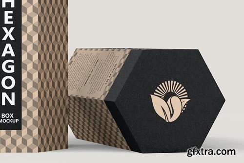 Hexagon Kraft Box PSD Mockup JH5TEJV