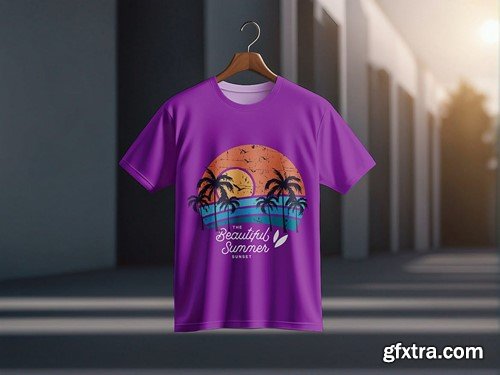 Hanging Round Neck T-shirt Mockup GDWBW6J