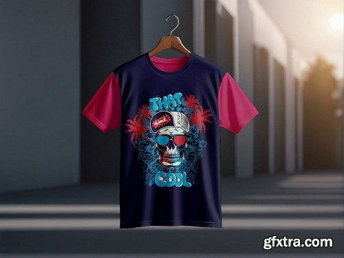 Hanging Round Neck T-shirt Mockup GDWBW6J