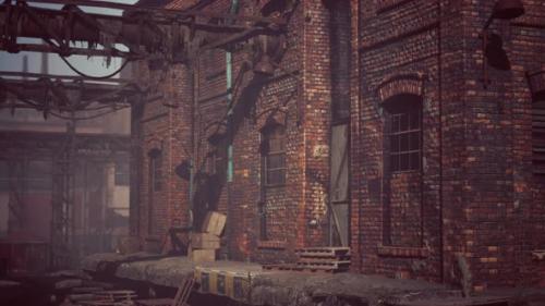 Videohive - Abandoned Industrial Factory Buildings at Sunset - 47640804 - 47640804