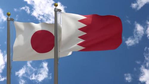 Videohive - Japan Flag Vs Bahrain Flag On Flagpole - 47645623 - 47645623