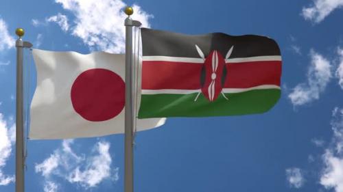 Videohive - Japan Flag Vs Kenya Flag On Flagpole - 47645626 - 47645626