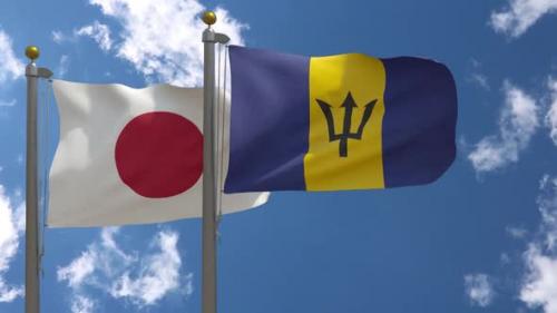 Videohive - Japan Flag Vs Barbados Flag On Flagpole - 47645629 - 47645629