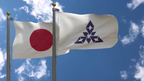 Videohive - Japan Flag Vs Fukuoka City City Flag On Flagpole - 47645765 - 47645765