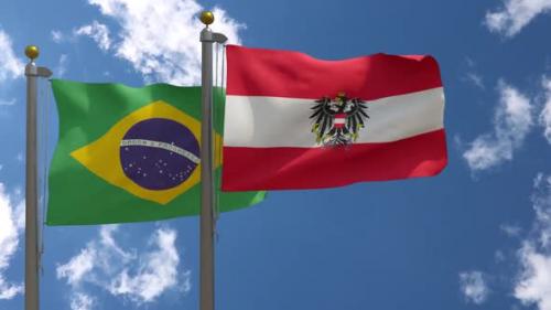 Videohive - Brazil Flag Vs Austria (State) Flag On Flagpole - 47645822 - 47645822