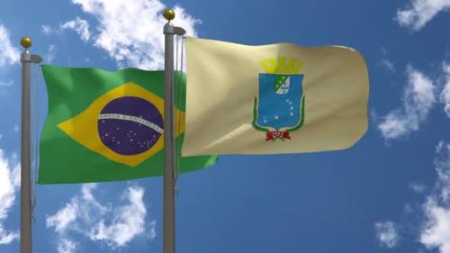 Videohive - Brazil Flag Vs São Luís City Flag (Maranhão) On Flagpole - 47646075 - 47646075