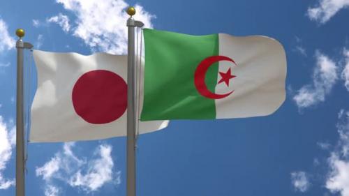 Videohive - Japan Flag Vs Algeria Flag On Flagpole - 47646152 - 47646152