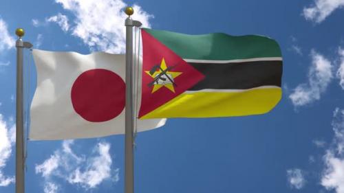 Videohive - Japan Flag Vs Mozambique Flag On Flagpole - 47646155 - 47646155