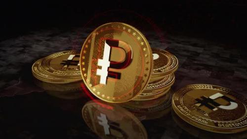 Videohive - Crypto Ruble RUB cryptocurrency golden coin loop on digital screen - 47627852 - 47627852