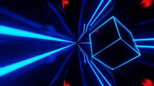 Videohive - Blue And Red Sci-Fi Neon Weightlessness Tunnel Background Vj Loop In HD - 47631472 - 47631472