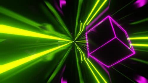 Videohive - Lime And Pink Sci-Fi Neon Weightlessness Tunnel Background Vj Loop In HD - 47631479 - 47631479