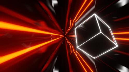 Videohive - Orange And White Sci-Fi Neon Weightlessness Tunnel Background Vj Loop In HD - 47631480 - 47631480