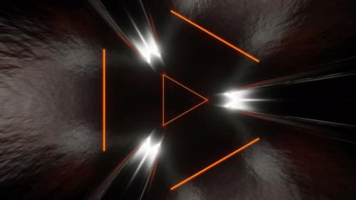 Videohive - Orange Sci-Fi Glossy Triangle Tunnel Background Vj Loop In 4K - 47631489 - 47631489