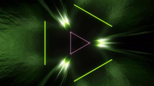 Videohive - Lime And Light Pink Sci-Fi Glossy Triangle Tunnel Background Vj Loop In 4K - 47631490 - 47631490