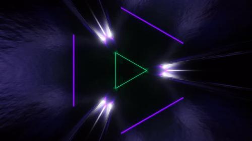 Videohive - Purple And Turquoise Sci-Fi Glossy Triangle Tunnel Background Vj Loop In 4K - 47631493 - 47631493