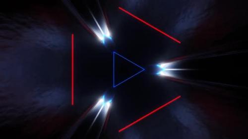 Videohive - Red And Blue Sci-Fi Glossy Triangle Tunnel Background Vj Loop In HD - 47631495 - 47631495