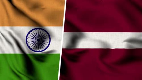 Videohive - India Flag And Flag Of Latvia - 47635712 - 47635712