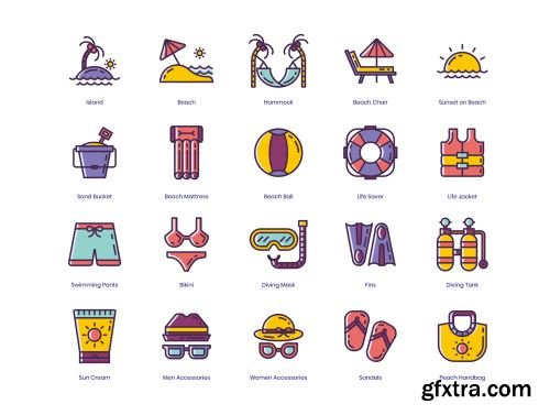 96 Travel Icons | Lilac Series Ui8.net