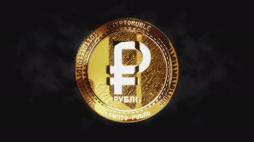 Videohive - Crypto Ruble RUB cryptocurrency 3d hand coin toss - 47635733 - 47635733