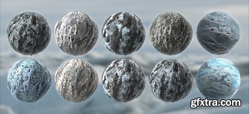 Winter Snow Ice Glacier Seamless PBR Texture Material Pack Bundle