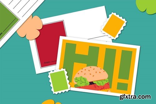 Purple Flat Design Fast Food Illustration Set YRQYT5R