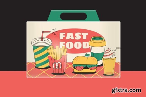 Pink Flat Design Fast Food Illustration Set 73YYRNE