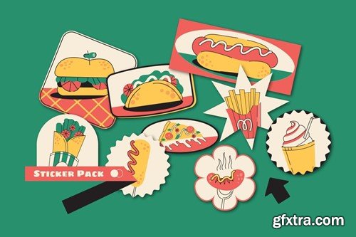 Pink Flat Design Fast Food Illustration Set 73YYRNE