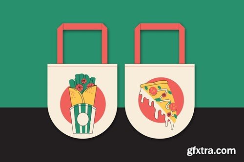 Pink Flat Design Fast Food Illustration Set 73YYRNE