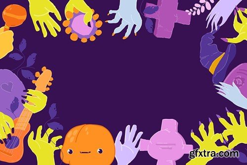 Vector Cartoon Halloween Banner with Zombie Hands FYUYSB3