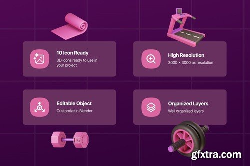 Gym Fitness 3D Icon Pack 7FFGTLH