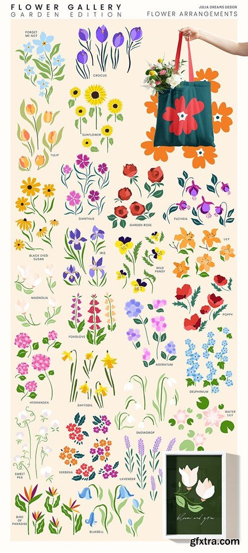 Flower Gallery Garden Edition Floral Illustrations N65C5KX