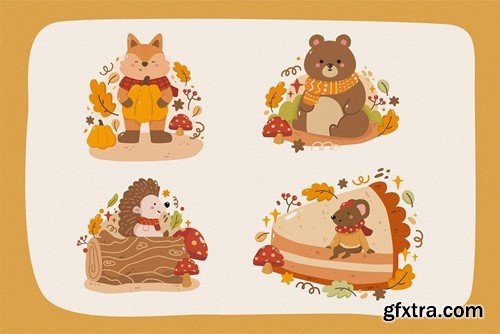 Autumn Animal Vector Clipart Pack 3Y3JL9L