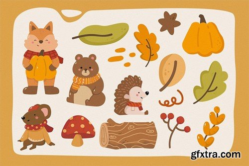 Autumn Animal Vector Clipart Pack 3Y3JL9L