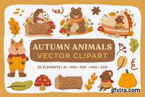 Autumn Animal Vector Clipart Pack 3Y3JL9L