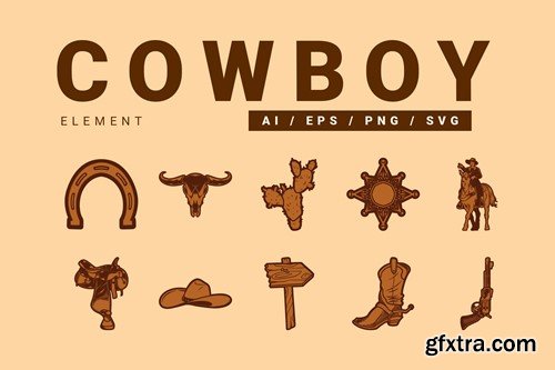 Vintage Wild West Cowboy Vector Illustration XRA8FK6