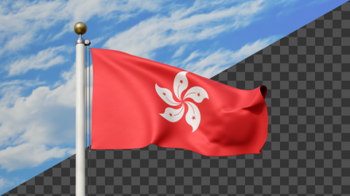 Videohive - Hong Kong Flag Waving on a Flag Pole, Alpha Included - 47636022 - 47636022